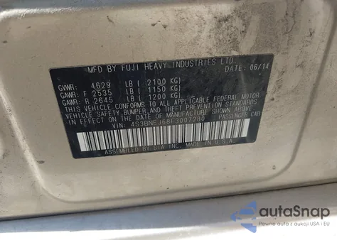 2015 Subaru Legacy 3.6R Limited from USA, damaged, VIN 4S3BNEJ68F3007280